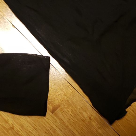 VTG Cache sheer black top with faux leather applique XS - Picture 4 of 4